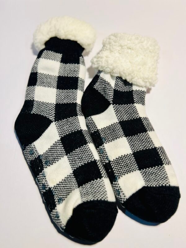 Black Flannel Eloquent Soft Sock slippers-Antislip - Image 3