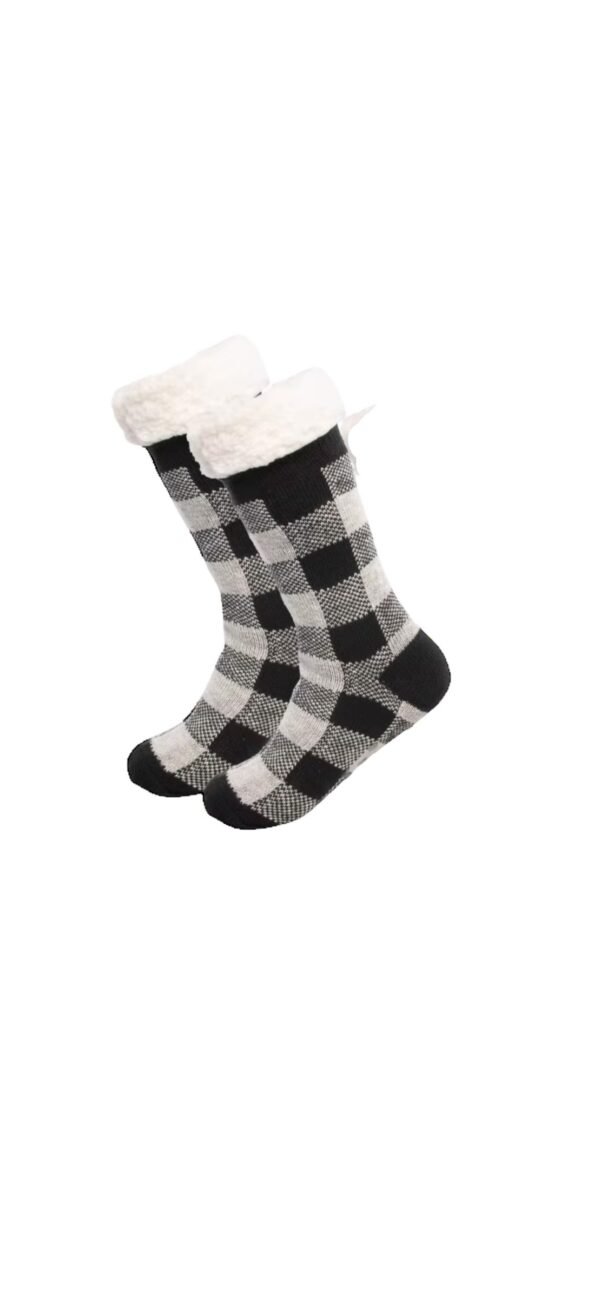 Black Flannel Eloquent Soft Sock slippers-Antislip